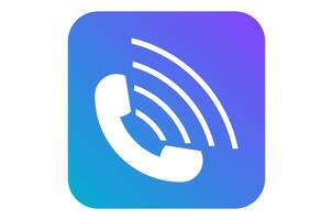Old phone or telephone calling icon design white color rectangle rounded Purple and blue color gradient without background vector