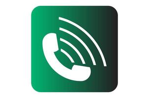 Old phone or telephone calling icon design white color rectangle rounded Teal and gray gradient color without background vector