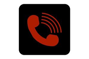 Old phone or telephone calling icon design red color rectangle rounded black color without background vector