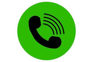 Old phone or telephone calling icon design black color ellips green color without background vector