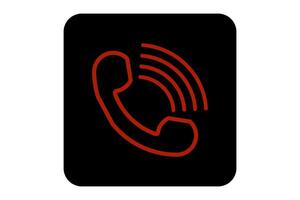 Old phone or telephone calling icon design red color rectangle rounded black color without background vector