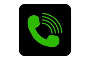 Old phone or telephone calling icon design green color rectangle rounded background black color without background vector