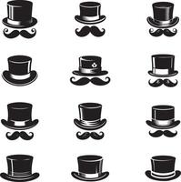 set of hats and mustaches illustration vector