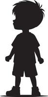 silhouette of a boy standing in front of a white background vector