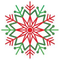 a snowflake with red and green leaves vector