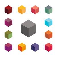 Isometric cube square in more colors illustration. vector