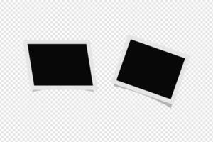Realistic two black photo frames with shadow for paper design. Old paper blank photo frame. vector