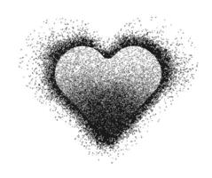 Heart shape with stippled textured shadow. Abstract noise grain gradient heart. Elements design. vector