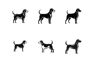 set of Curious Beagle Silhouette for Fun and Friendly Logo Concepts vector