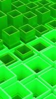 3D animation of moving square columns. Design. Square pillars move inside columns in waves. Columns rising and falling in waves in geometric structure video