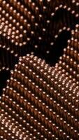 3D dots move with wave structure. Design. 3D space with moving metal dots and colored waves. Colored metal structure of dots and moving waves on black background video
