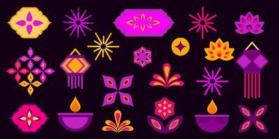 Happy Diwali, festival of light. Minimalist geometric elements collection. Simple trendy graphic element set vector