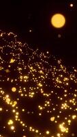 Black background with illuminated sequins. Motion. Bright confetti in cartoon animation that fly in different directions. video