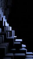 Abstract flight inside dark purple tunnel of many cubes and rectangles. Design. Endless corridor with 3D effect. video