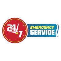24 Hours emergency service label design vector
