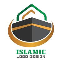 Islamic logo design template with Kaaba image for organization vector