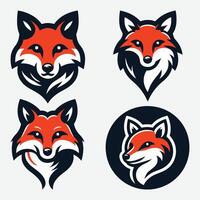 Bold Fox Face Outline Clipart Set for Branding vector