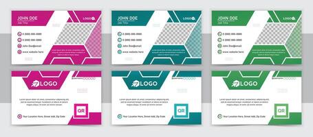 A set of four business cards with different colors vector