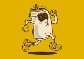 Yellow dominant colors of Mascot character design of can drink in running pose vector