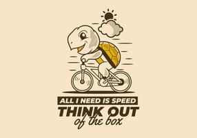 All i need is speed. The Retro cute turtle riding a bicycle mascot character illustration vector