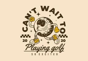 Cant't wait to playing golf. Retro character of golf ball in running pose. good for cutting sticker vector