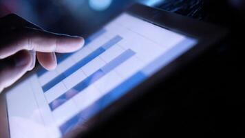 A person is using a tablet computer with a graph on it video