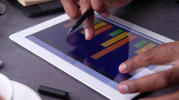 A person is using a tablet with a graph on it video