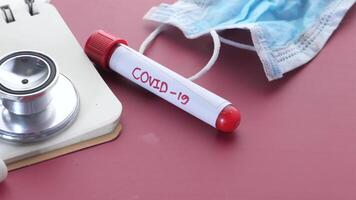 A stethoscope, a pen and a notebook with the word covid-19 on it video