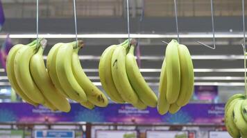 A bunch of bananas hanging from a string video