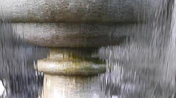 A blurry image of a fountain with water running down it video