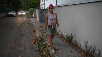 An enjoyable evening stroll in a vibrant urban setting allows exploration and relaxation video