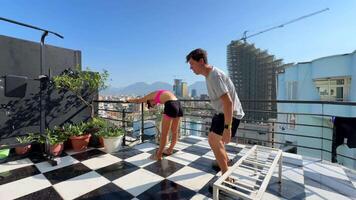 Engage in a refreshing Balcony Workout Session that combines Fitness and Fresh Air naturally video