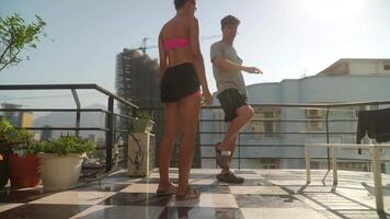 An Exciting and Dynamic Dance Performance Happening Up on the Rooftop Of A Tall Building video