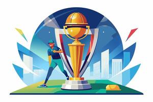 Luxurious Champion Trophy in Gold for Award, Reward, and Achievement Concept with Shimmering Gold Background Design vector