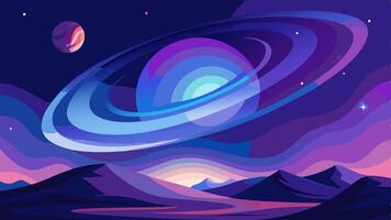 Horizontal Space Background with Abstract Shape and Stars. Web Design. Space Milky Way Exploring. Illustration of Galaxy Concept vector