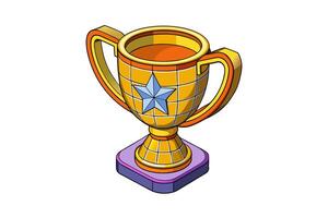 Golden Prize Cup Winner Award. A Stunning 3D Gold Cup Illustration with Intricate Details. Perfect for Award Ceremonies vector