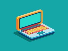 Laptop with a Blank Screen and lots of Colorful Keys. Development of technology and new generation technologies. Improved portable tool concepts. vector