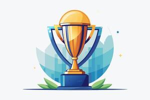 Award Winning Champion Trophy in Golden Design for Success, Recognition, and Reward on a Rich Gold Background vector