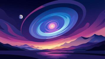 Milky Way Space Background with lots of Mountains Abstract Shape and Stars. Web Design. Illustration of Galaxy Concept vector