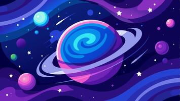 Space Background with lots of Planets and Abstract Shape and Stars. Web Design. Space Milky Way Exploring. Illustration of Galaxy Concept vector