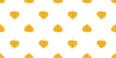 Seamless autumn pattern with yellow hand drawn leaves. Minimalist repeat design for print posters banner vector