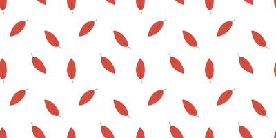 Seamless simple pattern with red leaves. Minimalist spring or autumn illustration with hand drawn element vector