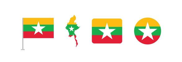 Myanmar flag. Set of Myanmar Flags Collection. vector