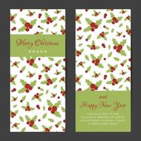 Greeting card or banner for Christmas and New Year with holly berries pattern vector