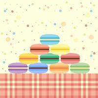 Greeting card with macarons on the table vector