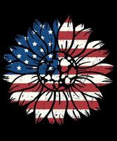 Patriotic sunflower 4th Of July Flag t shirt design vector