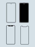 Mobile Phone Frame. Smartphone, Mobile Phone in Black and White Wireframe. Mobile phone Template. vector