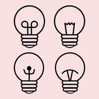Bulb Icon Set. Bulb Line art. Editable pack of bulb line icons. Bulb lamp icons set. Editable stroke. vector