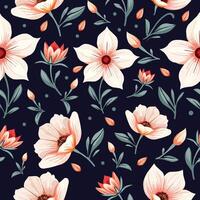 seamless floral pattern design on dark background vector