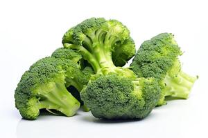 Generate an image of broccoli. The broccoli should be green and fresh-looking. The background should be white. The image should be well-lit and in focus. photo